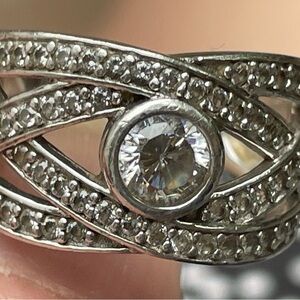 Elegant Sterling Silver Faux Diamond Ring 5